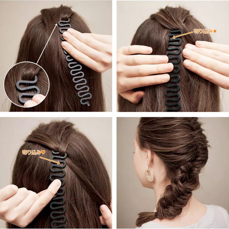 6 PCS Hairstyle Braiding Tools Pull-through Hair Needle Dispenser Hair Comb