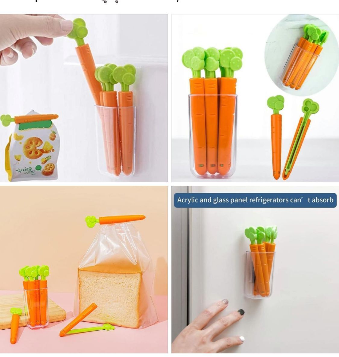 5PCS Food Bags Sealing Clips Cartoon Orange Carrot Shape
