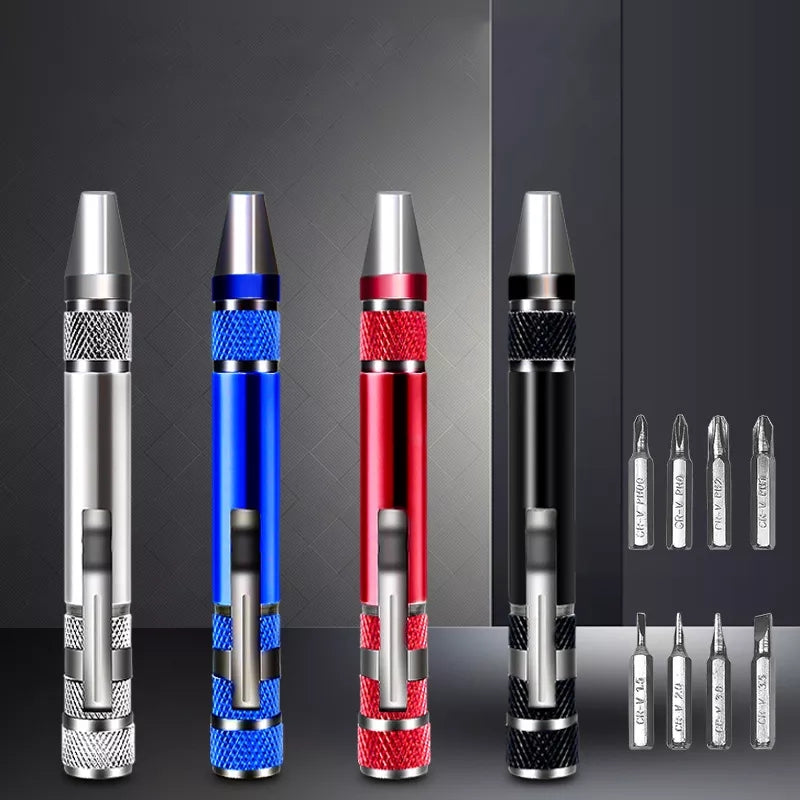 Multifunction 8 in 1 Mini Aluminum Precision Pen Screw Driver