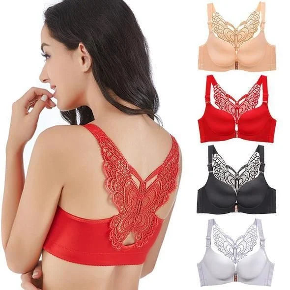 (PACK OF 2) 🔥 Butterfly Embroidery Front Closure Wireless Bra🔥