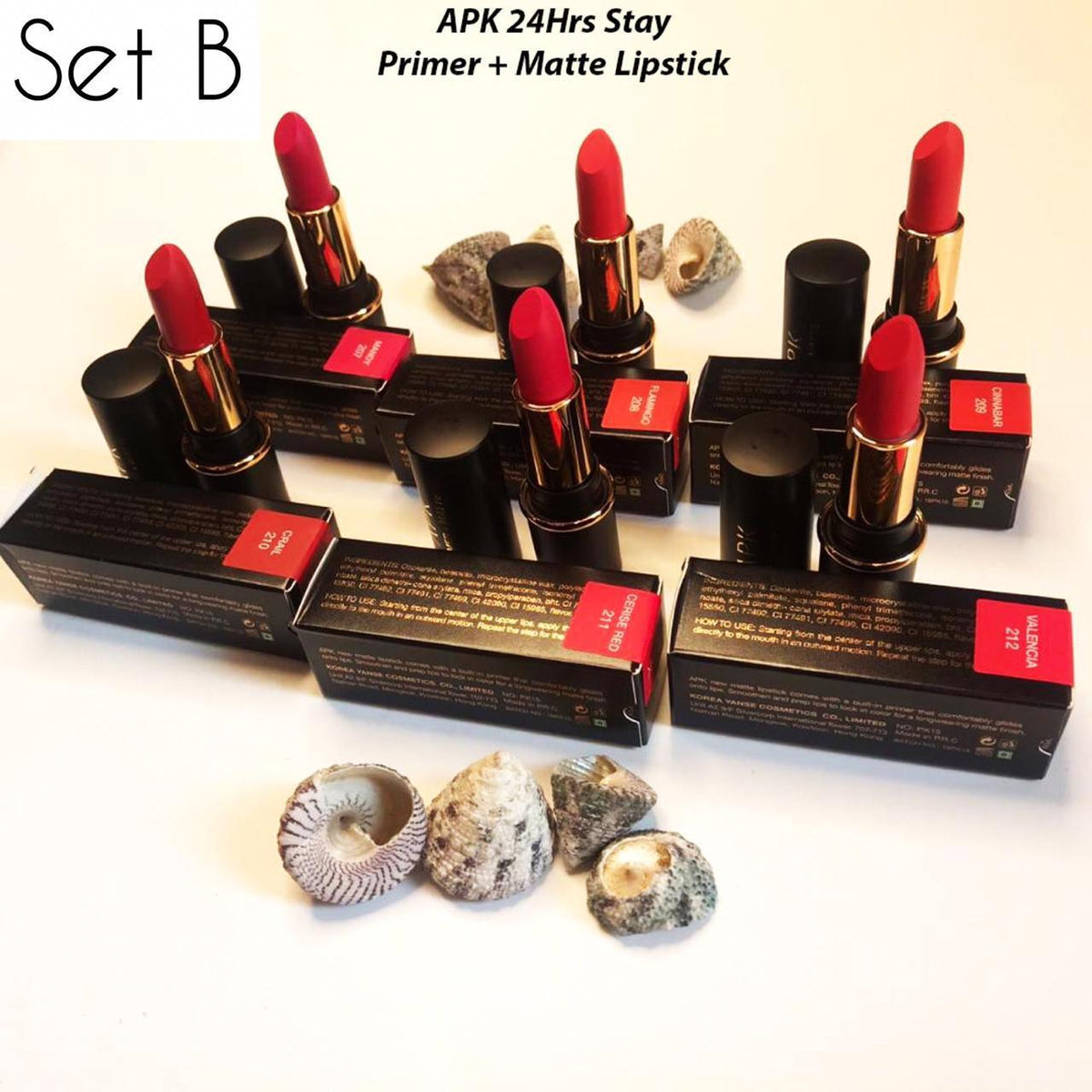 Apk matte+primer lipstick long lasting  pack of (Six) 6
