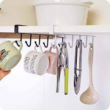 Cabinet Under Shelf 6 Hooks Iron Hanging Rack