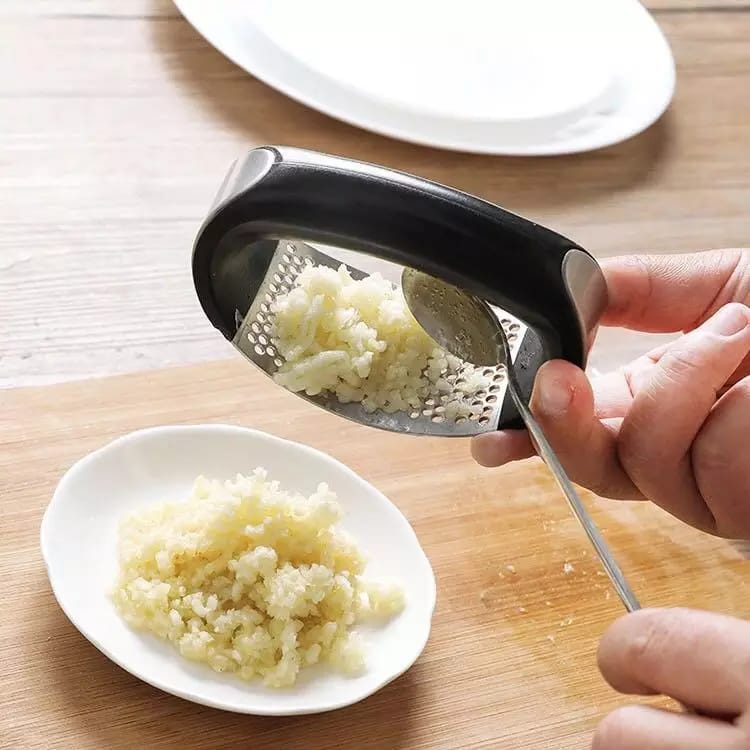 Manual Garlic Press Rocker with Handle Stainless Steel Garlic Crusher