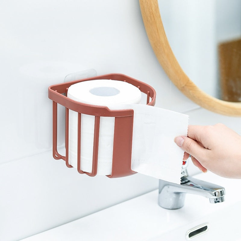 Bathroom Wall-mounted Draw Paper Rack Punch-free Storage Basket