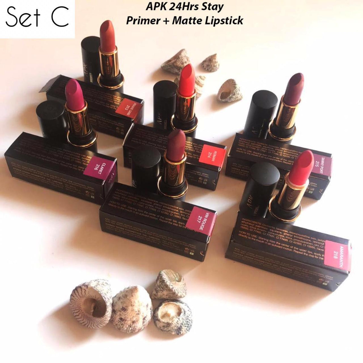 Apk matte+primer lipstick long lasting  pack of (Six) 6