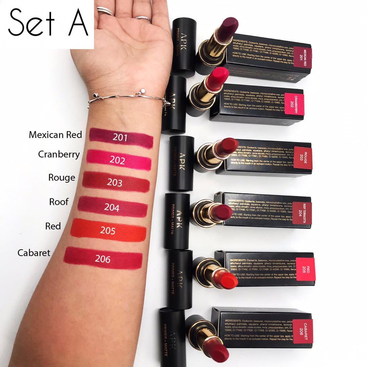 Apk matte+primer lipstick long lasting  pack of (Six) 6