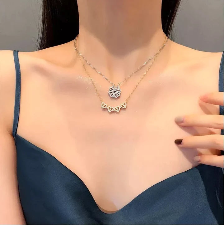2-in-1 Charming Rose Gold Plated Magnetic Necklace