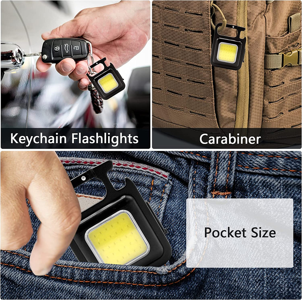 LED Powerful Rechargeable COB Keychain Flashlight