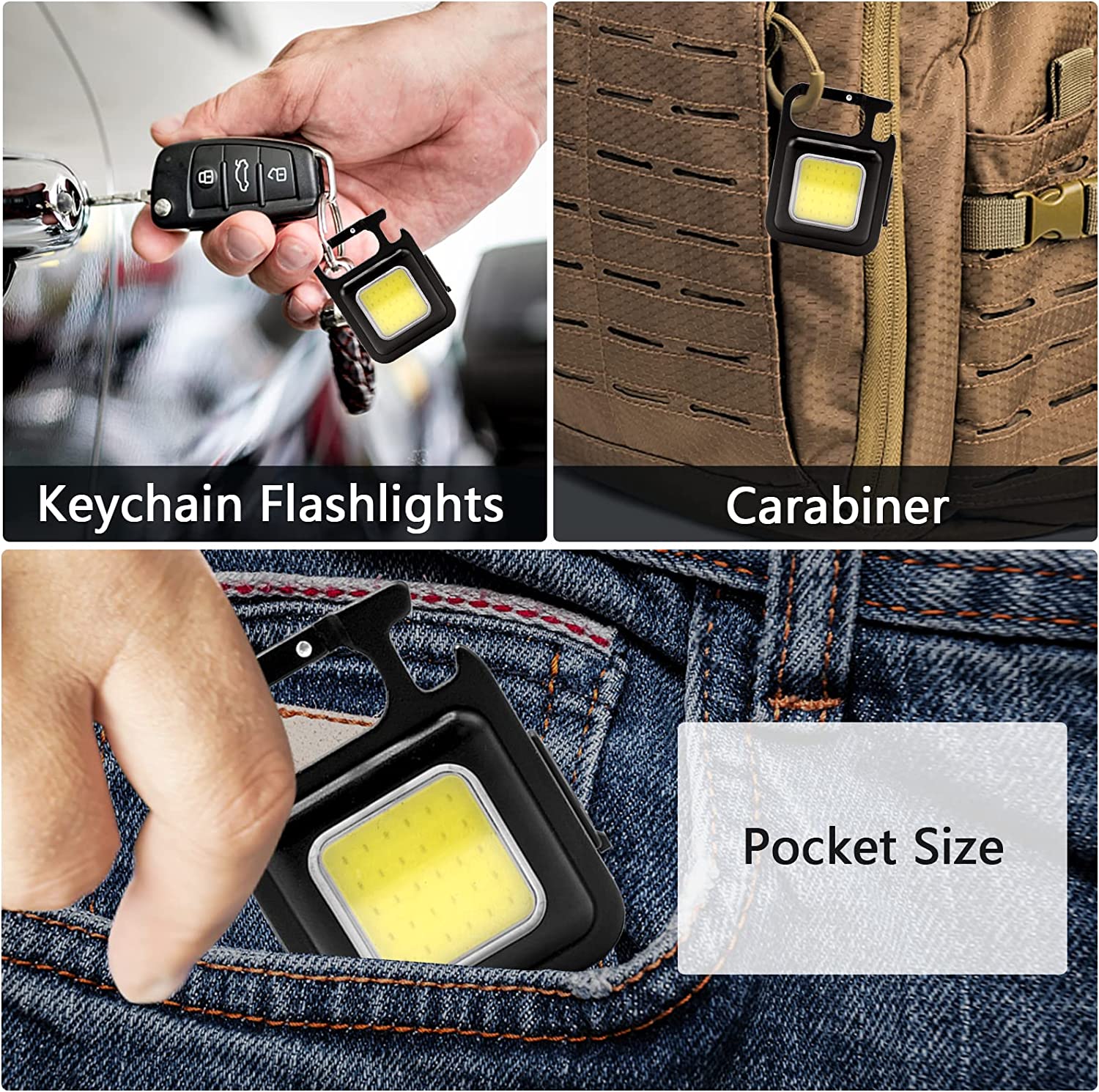 LED Powerful Rechargeable COB Keychain Flashlight
