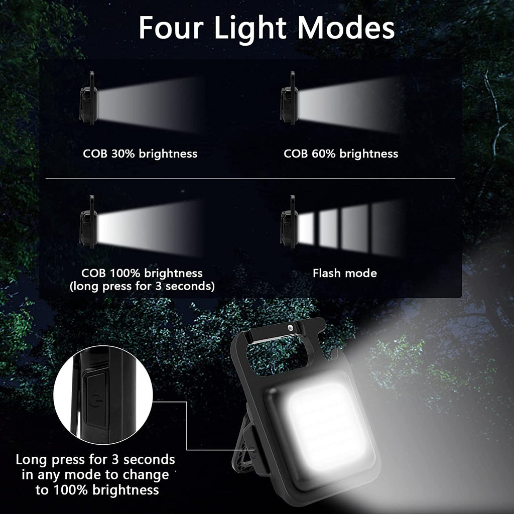 LED Powerful Rechargeable COB Keychain Flashlight