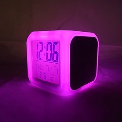 Square White Colour Changing Digital clock