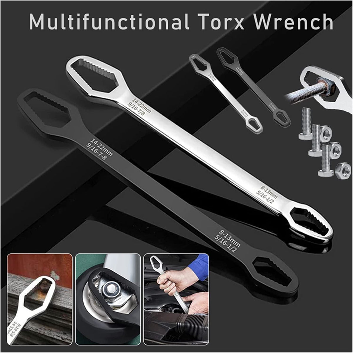 Universal Torx Wrench Adjustable Self-Tightening Wrench Board Multi-Function Double-Head Torx Spanner
